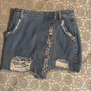 Forever 21 Distressed Jean Skirt
